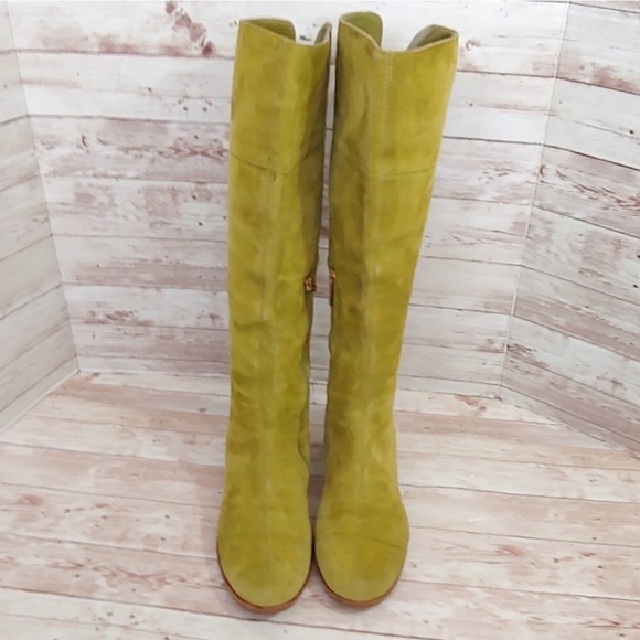 Jimmy Choo Shoes - Vintage Jimmy Choo Chartreuse flat Knee-High Suede Boots